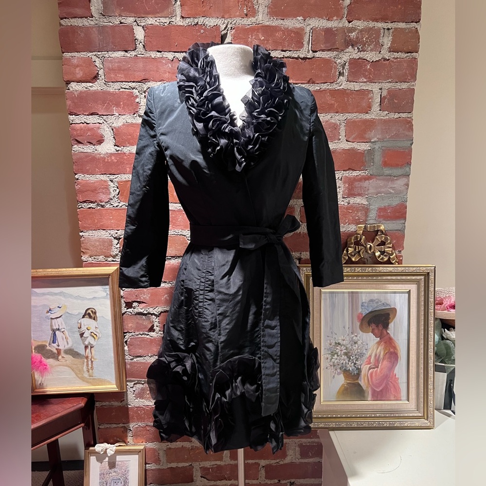 Dolce & Gabbana Vintage Ruffled Coat Dress With Self Belt